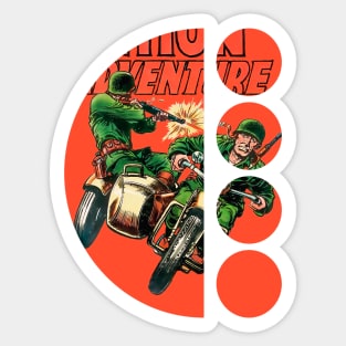 Motorcycle Sidecar Retro Vintage Comic Old Scifi Funny Popart Fantasy Sticker